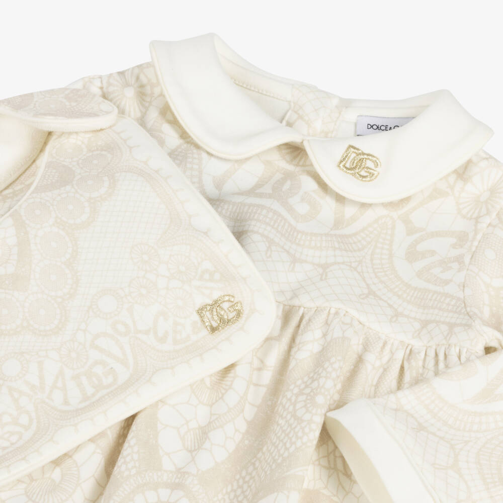 Dolce & Gabbana-Girls Ivory Floral Babysuit Ensemble | Childrensalon Outlet