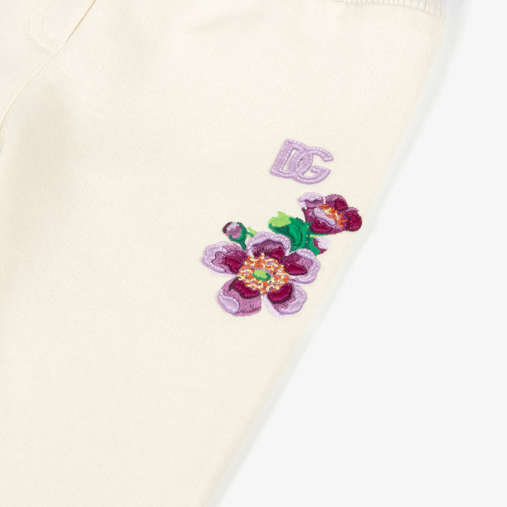 Dolce & Gabbana-Girls Ivory Floral Trousers | Childrensalon Outlet