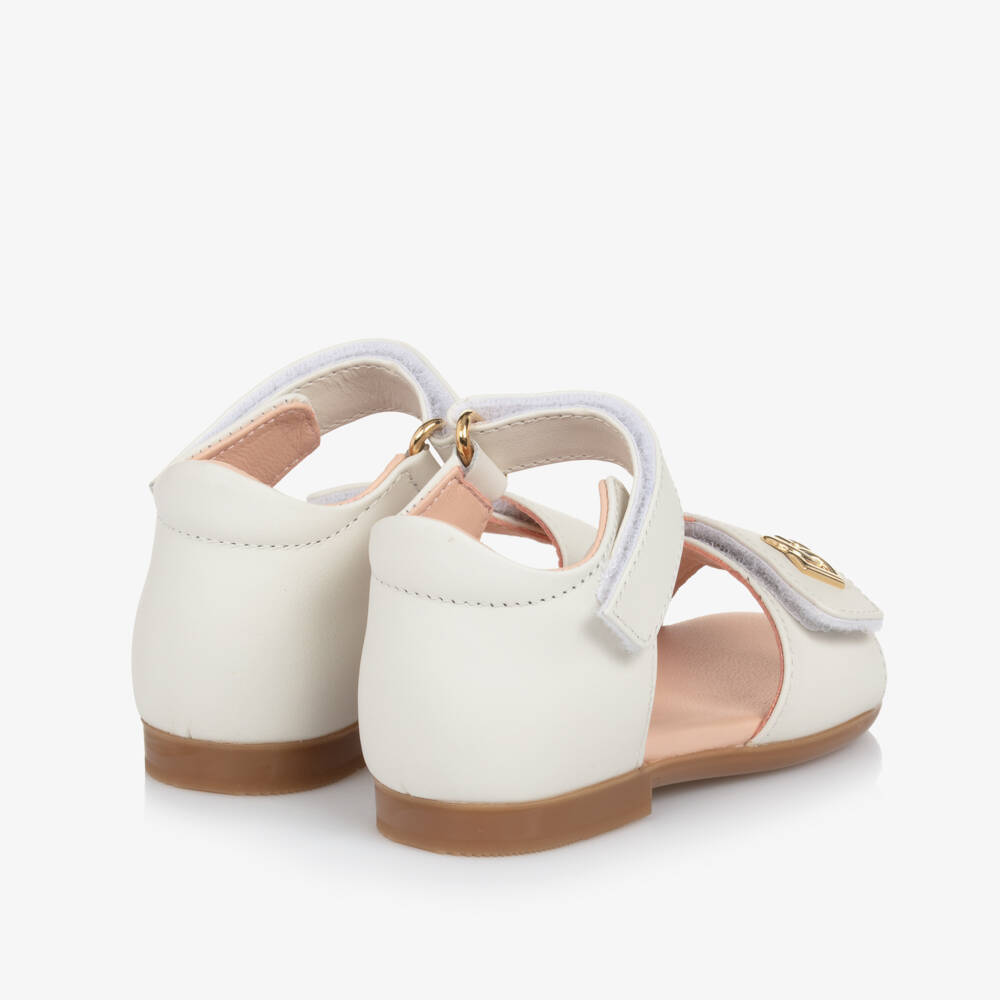 Dolce & Gabbana-Girls Ivory & Gold Leather Sandals | Childrensalon Outlet