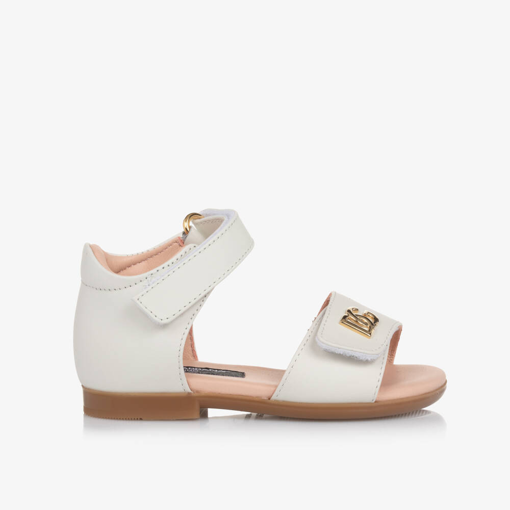 Dolce & Gabbana-Girls Ivory & Gold Leather Sandals | Childrensalon Outlet
