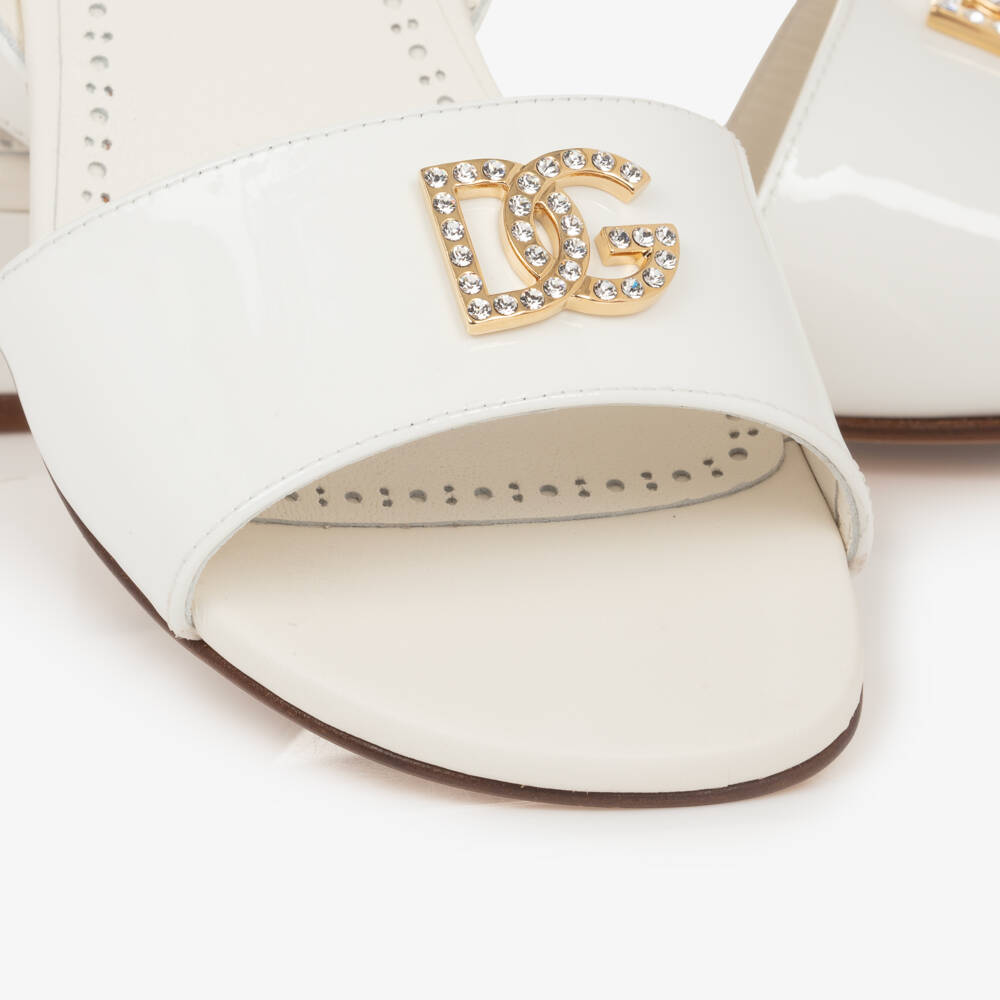 Dolce & Gabbana-Girls Ivory Leather Heeled Sandals | Childrensalon Outlet