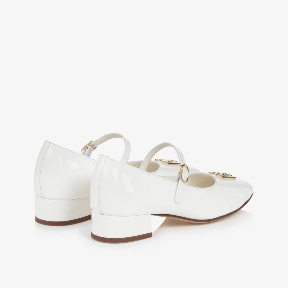 Dolce & Gabbana-Girls Ivory Patent Leather Heeled Shoes | Childrensalon Outlet