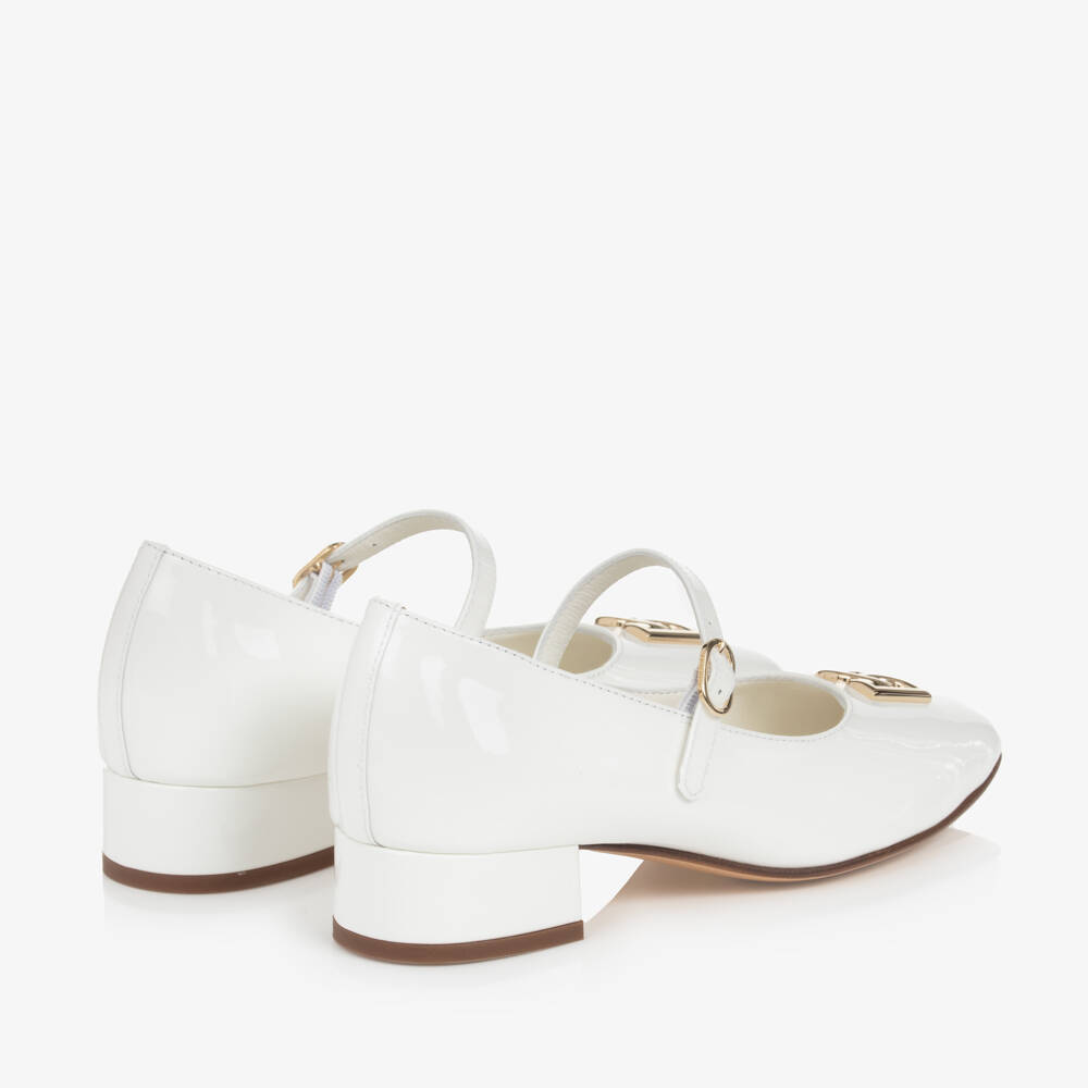 Dolce & Gabbana-Girls Ivory Patent Leather Heeled Shoes | Childrensalon Outlet