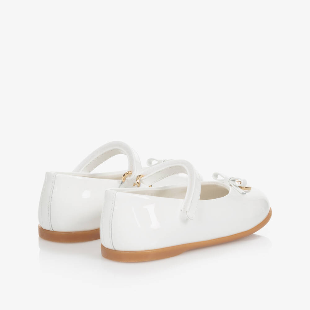Dolce & Gabbana-Girls Ivory Patent Leather Shoes with Heart Charm | Childrensalon Outlet