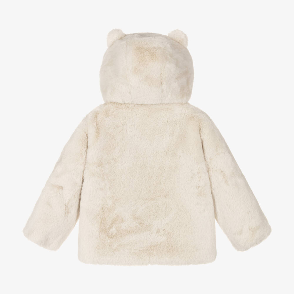 Dolce & Gabbana-Girls Ivory Plush Hooded Jacket | Childrensalon Outlet