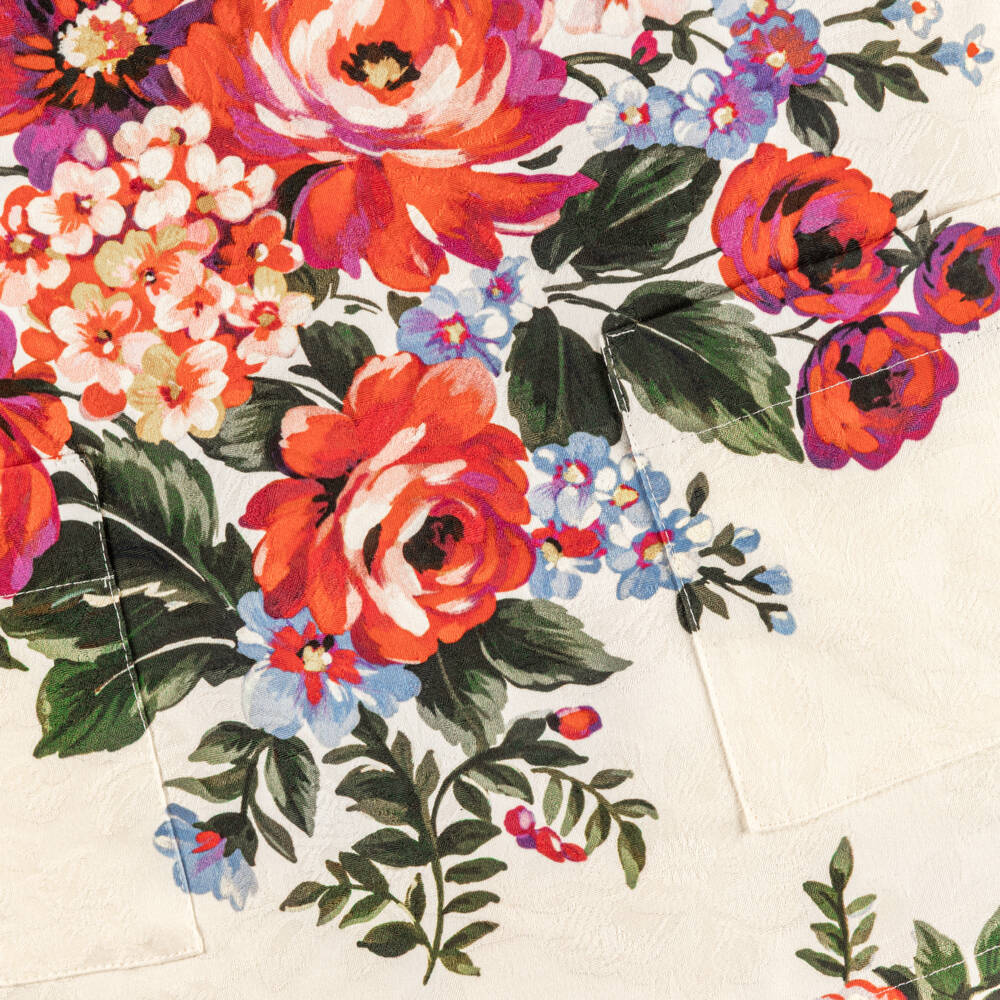 Dolce & Gabbana-Girls Ivory & Red Floral Jacquard Cotton Dress | Childrensalon Outlet