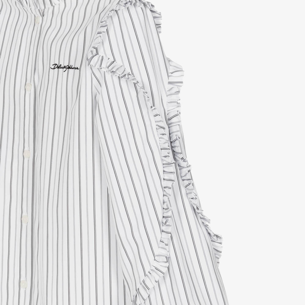Dolce & Gabbana-Girls Ivory Striped Poplin Shirt | Childrensalon Outlet