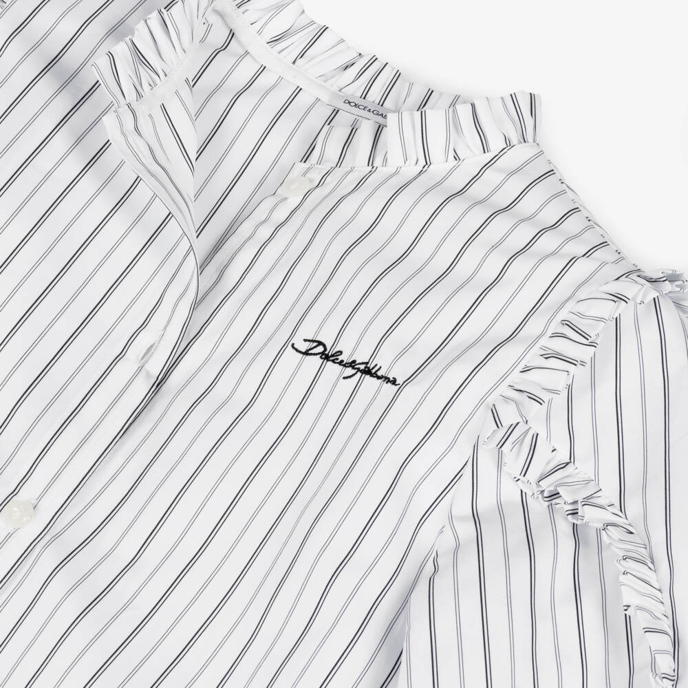 Dolce & Gabbana-Girls Ivory Striped Poplin Shirt | Childrensalon Outlet