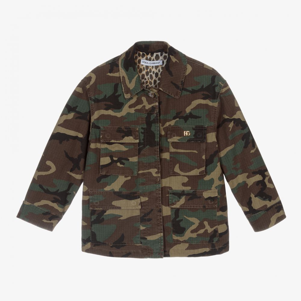 Dolce & Gabbana - Manteau camouflage kaki Fille | Childrensalon