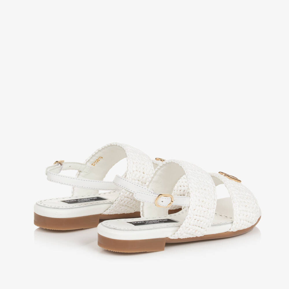 Dolce & Gabbana-Girls Leather Raffia Sandals | Childrensalon Outlet