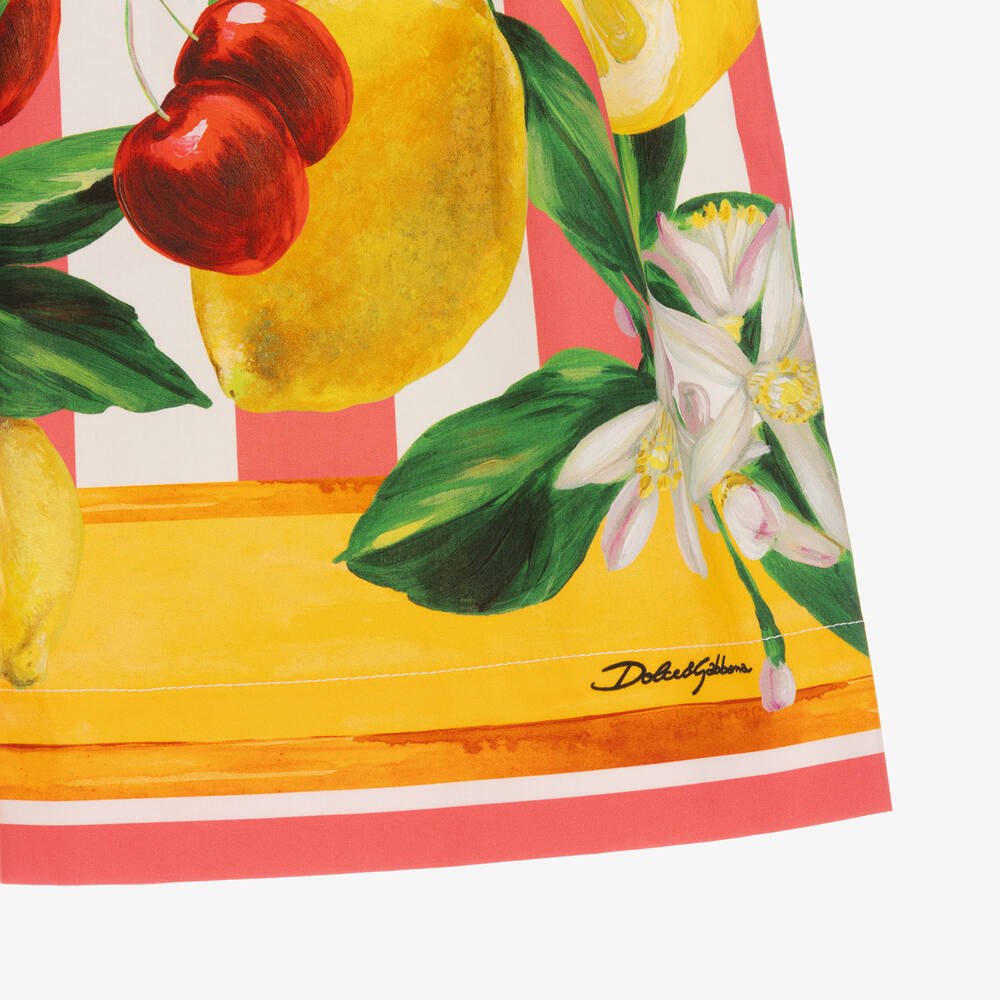 Dolce & Gabbana-Girls Lemon & Cherry Print Cotton Trousers | Childrensalon Outlet