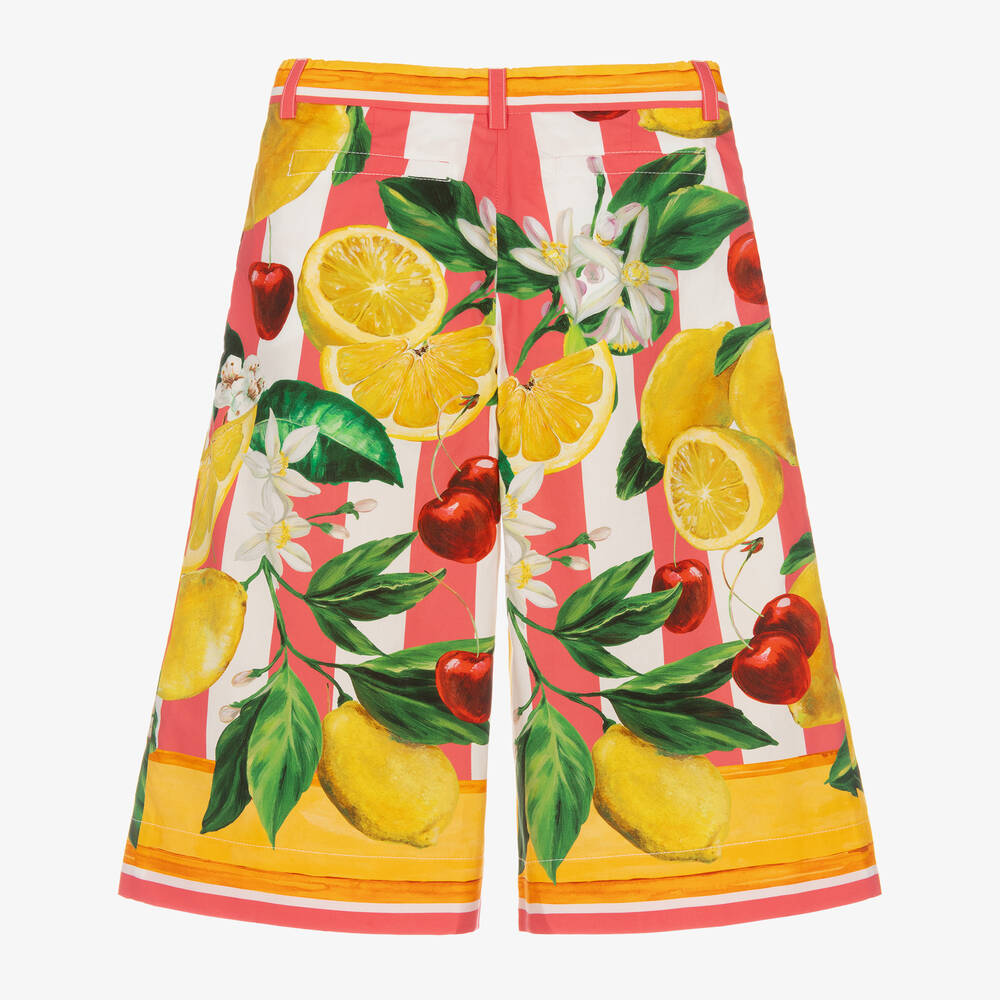Dolce & Gabbana-Girls Lemon & Cherry Print Cotton Trousers | Childrensalon Outlet