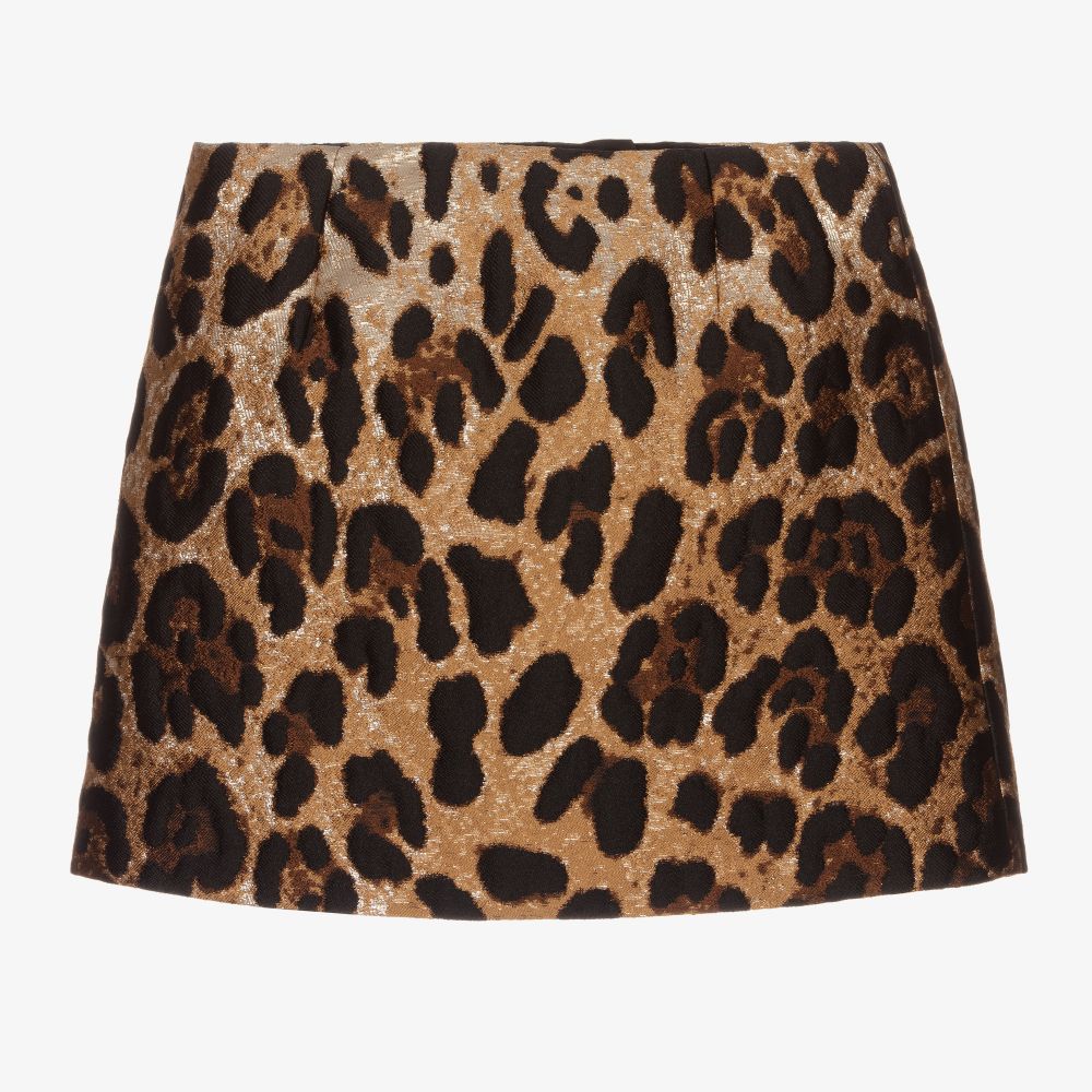 Dolce & Gabbana - Жаккардовая юбка с леопардовым принтом для девочек | Childrensalon