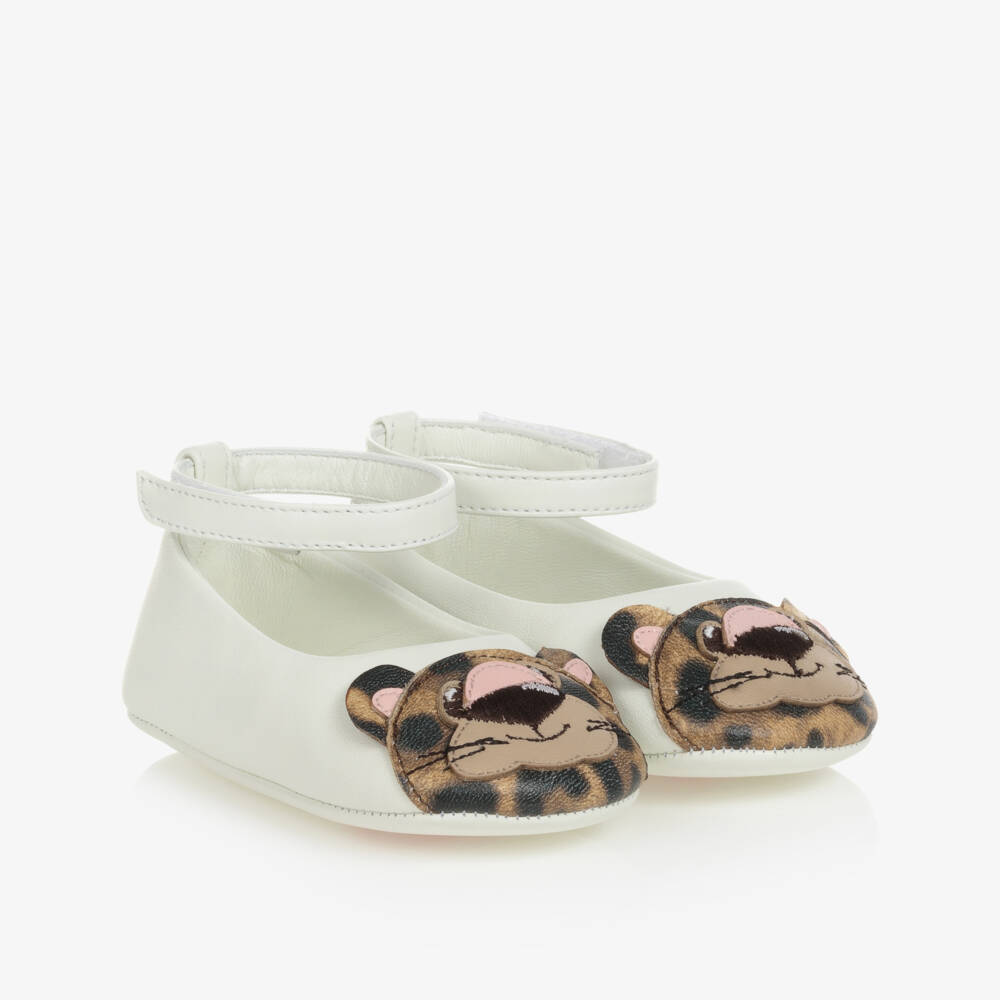 Dolce & Gabbana-Кожаные пинетки с леопардовым принтом | Childrensalon Outlet