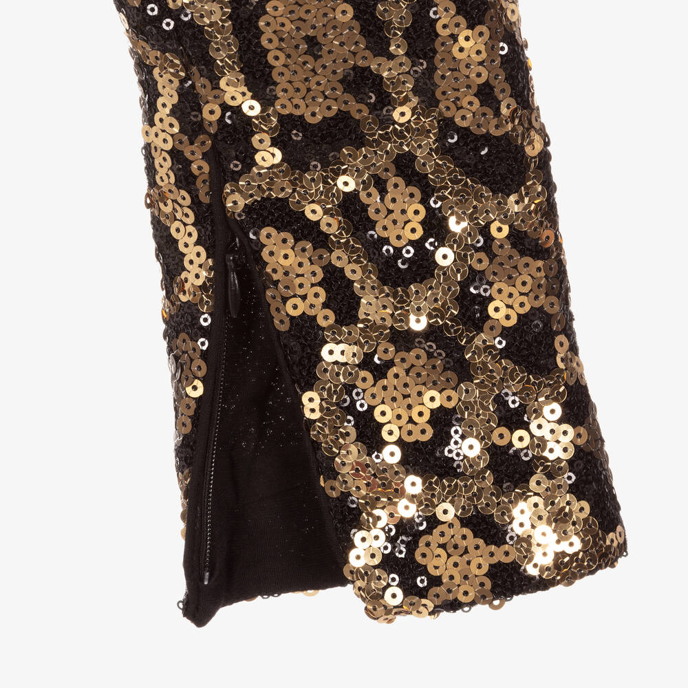 Dolce Gabbana Girls Leopard Sequin Leggings Childrensalon Outlet