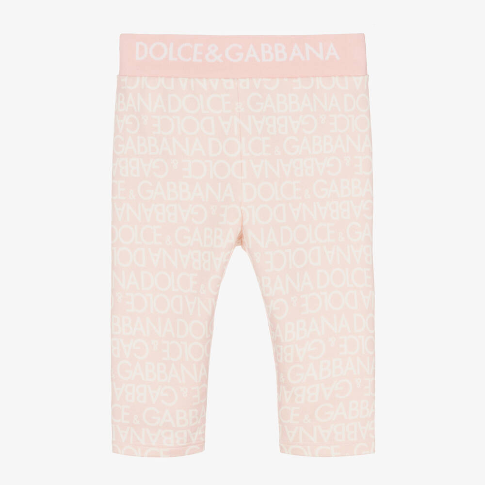 Dolce & Gabbana - Girls Light Pink Cotton Leggings | Childrensalon