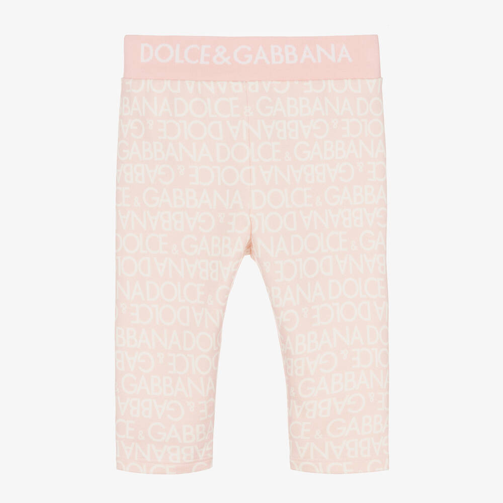 Dolce & Gabbana-Girls Light Pink Cotton Leggings | Childrensalon Outlet