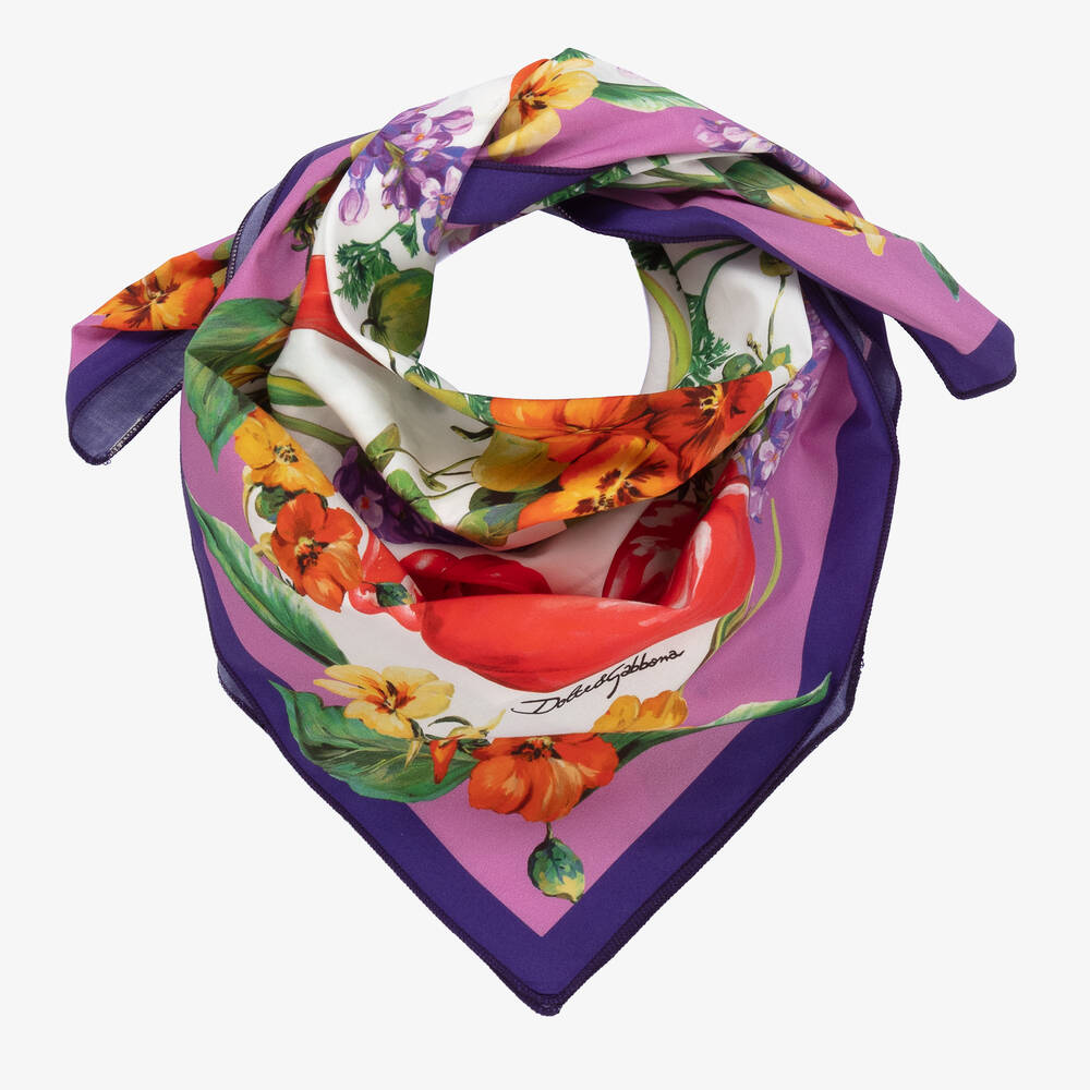 Dolce & Gabbana - Girls Lilac Farmer Print Scarf (51cm) | Childrensalon