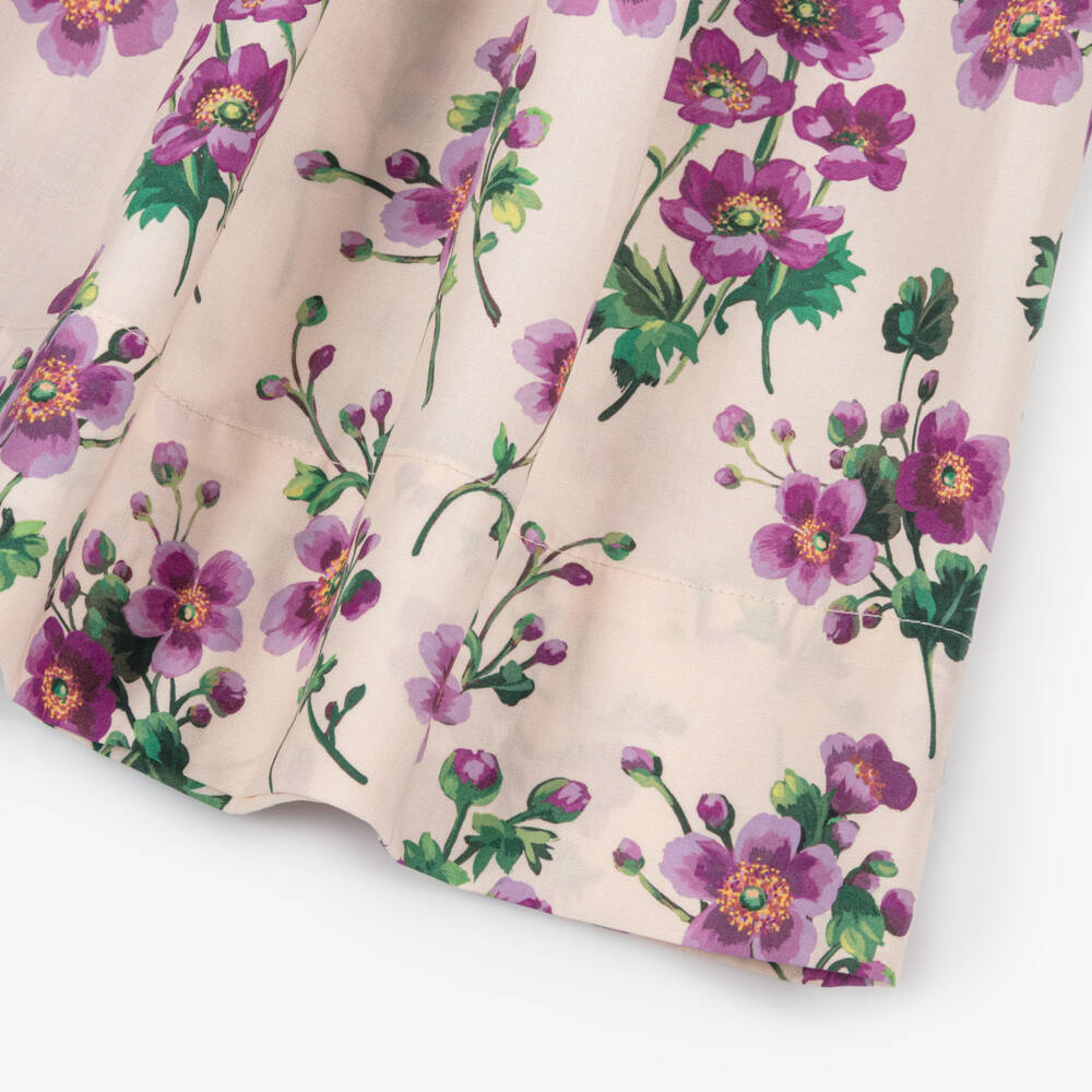 Dolce & Gabbana-Girls Long Pink & Purple Floral Cotton Skirt | Childrensalon Outlet