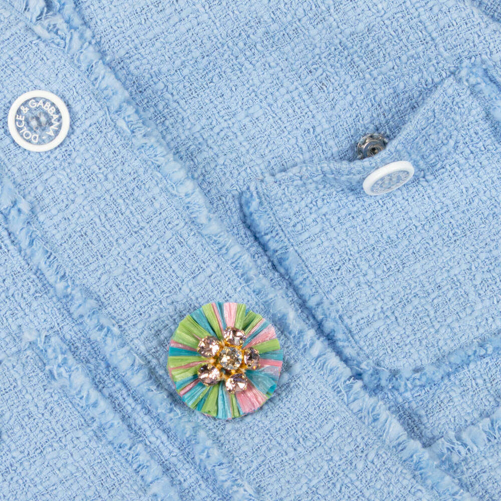 Dolce & Gabbana-Girls Luxurious Blue Tweed Blazer | Childrensalon Outlet