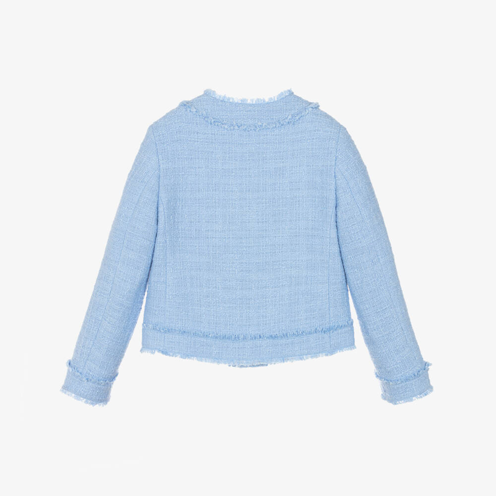 Dolce & Gabbana-Girls Luxurious Blue Tweed Blazer | Childrensalon Outlet
