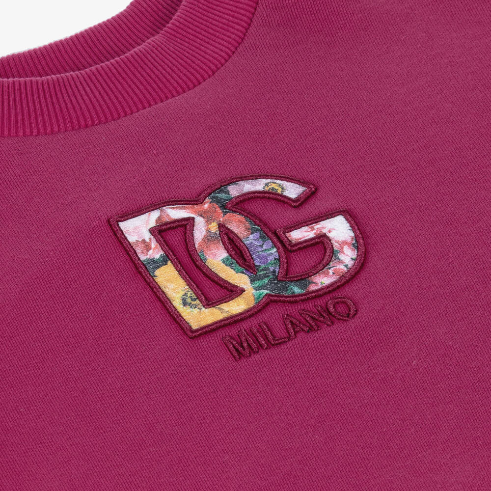 Dolce & Gabbana-سويتشيرت DG قطن لون زهري للبنات | Childrensalon Outlet