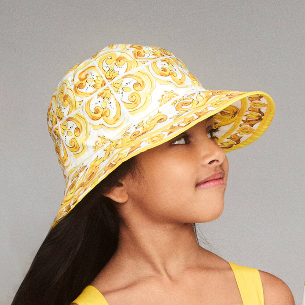 Dolce & Gabbana-Girls Majolica Cotton Sun Hat | Childrensalon Outlet