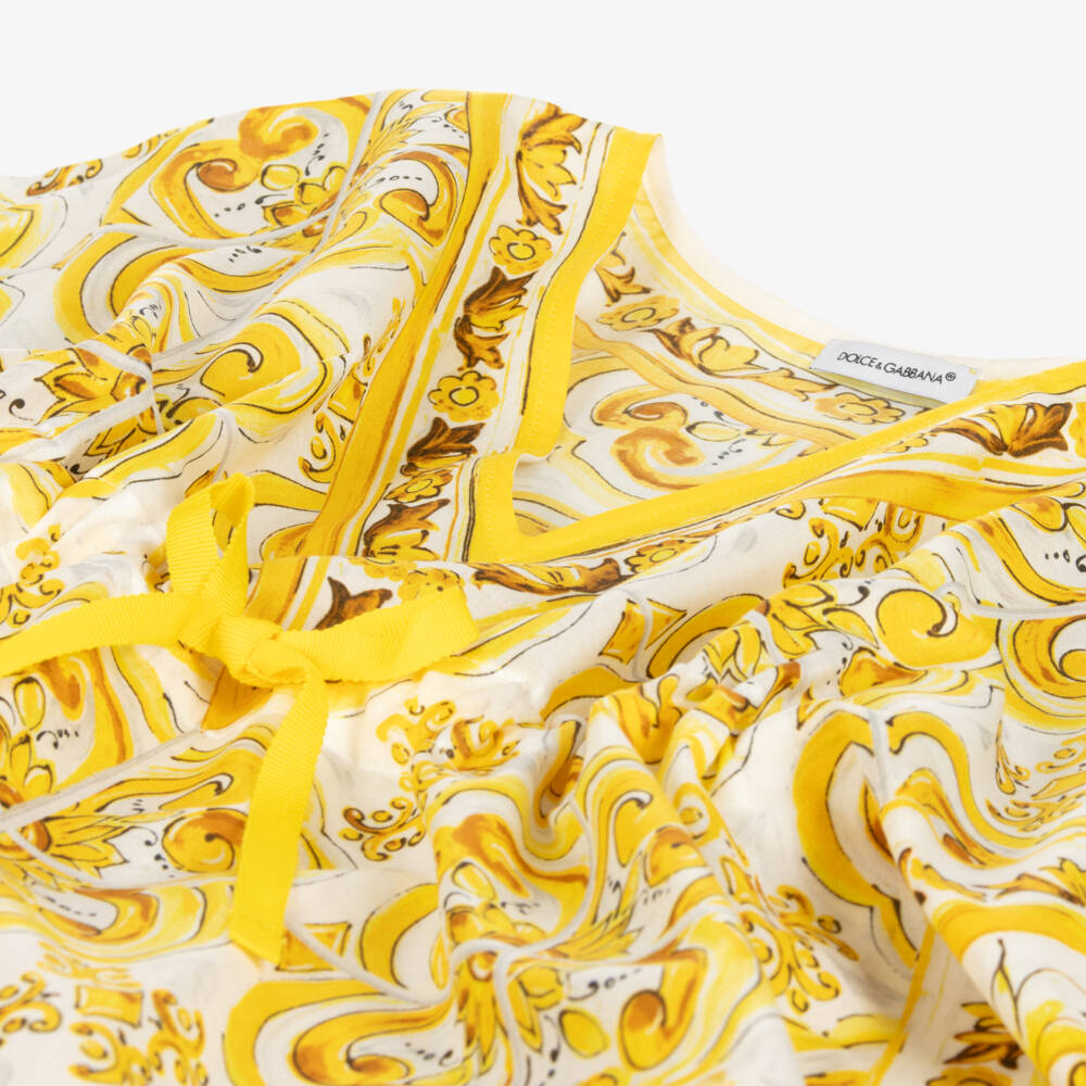 Dolce & Gabbana-Girls Majolica Patterned Cotton Kaftan | Childrensalon Outlet