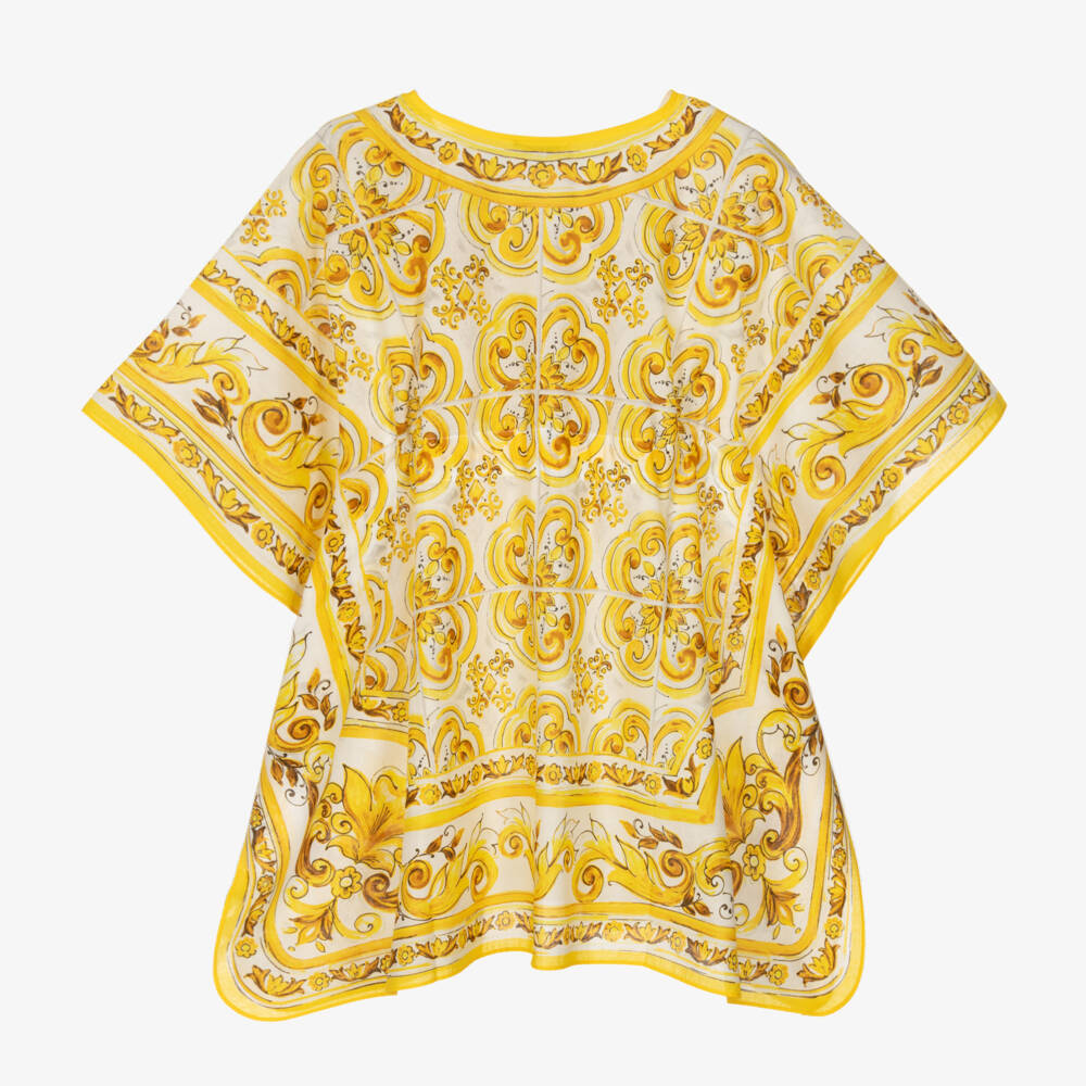 Dolce & Gabbana-Girls Majolica Patterned Cotton Kaftan | Childrensalon Outlet