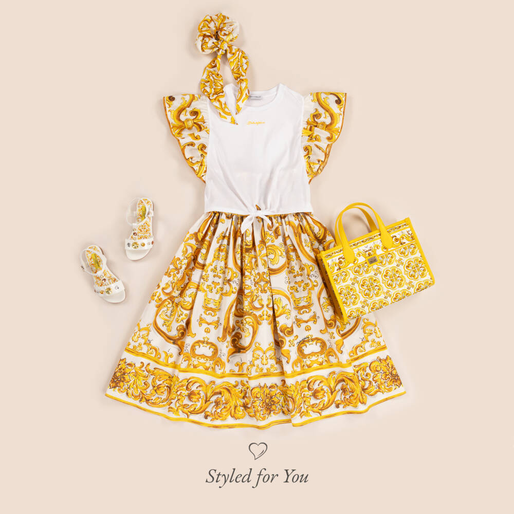 Dolce & Gabbana-Girls Majolica Print Cotton Skirt | Childrensalon Outlet