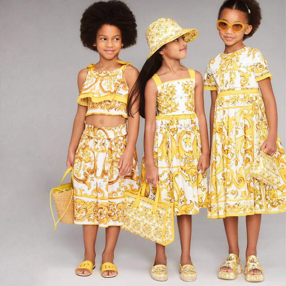 Dolce & Gabbana-Girls Majolica Print Cotton Top | Childrensalon Outlet