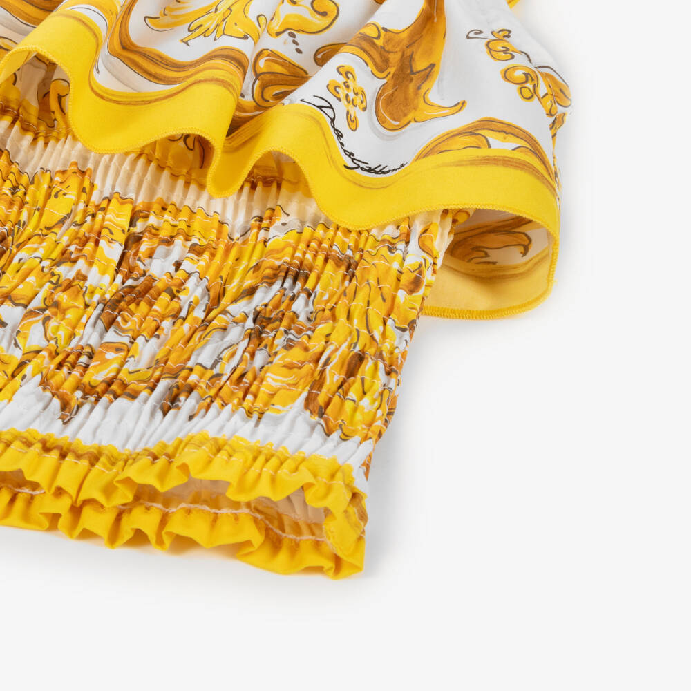 Dolce & Gabbana-Girls Majolica Print Cotton Top | Childrensalon Outlet
