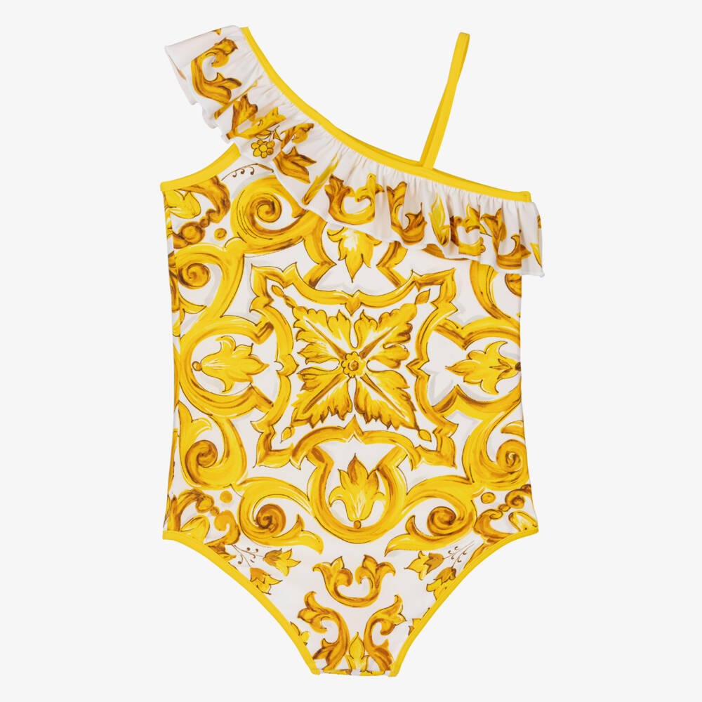 Dolce & Gabbana-Girls Majolica Yellow Swimwear | Childrensalon Outlet