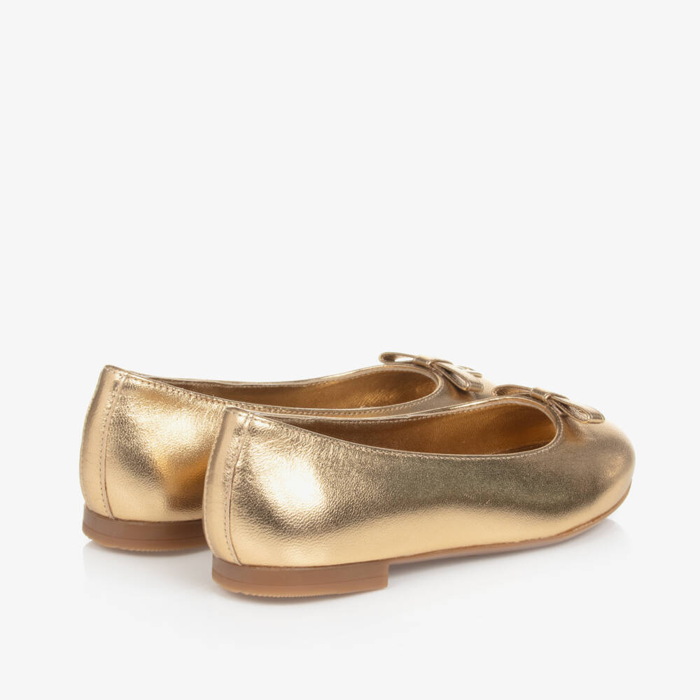 Dolce & Gabbana-Girls Metallic Leather Ballet Flats | Childrensalon Outlet