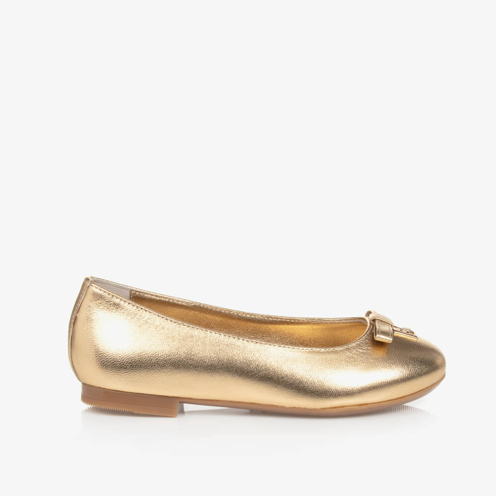 Dolce & Gabbana-Girls Metallic Leather Ballet Flats | Childrensalon Outlet