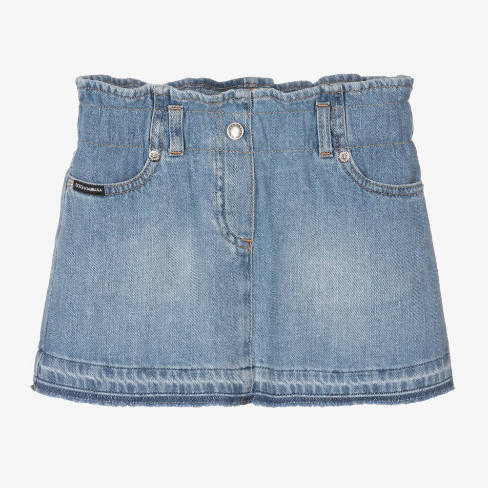 Dolce & Gabbana-Girls Mid-Blue Denim Skirt | Childrensalon Outlet