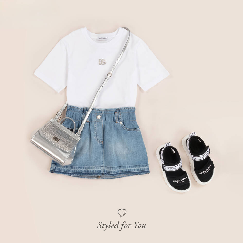 Dolce & Gabbana-Girls Mid-Blue Denim Skirt | Childrensalon Outlet