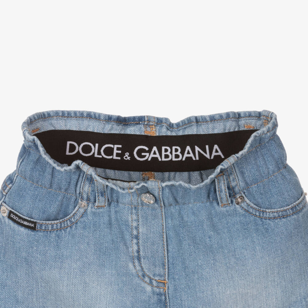 Dolce & Gabbana-Girls Mid-Blue Denim Skirt | Childrensalon Outlet