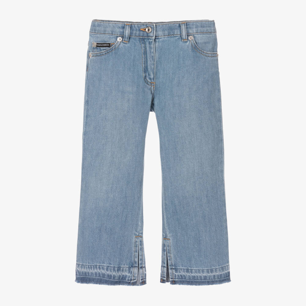 Dolce & Gabbana-Girls Mid Blue Kick Flare Jeans | Childrensalon Outlet
