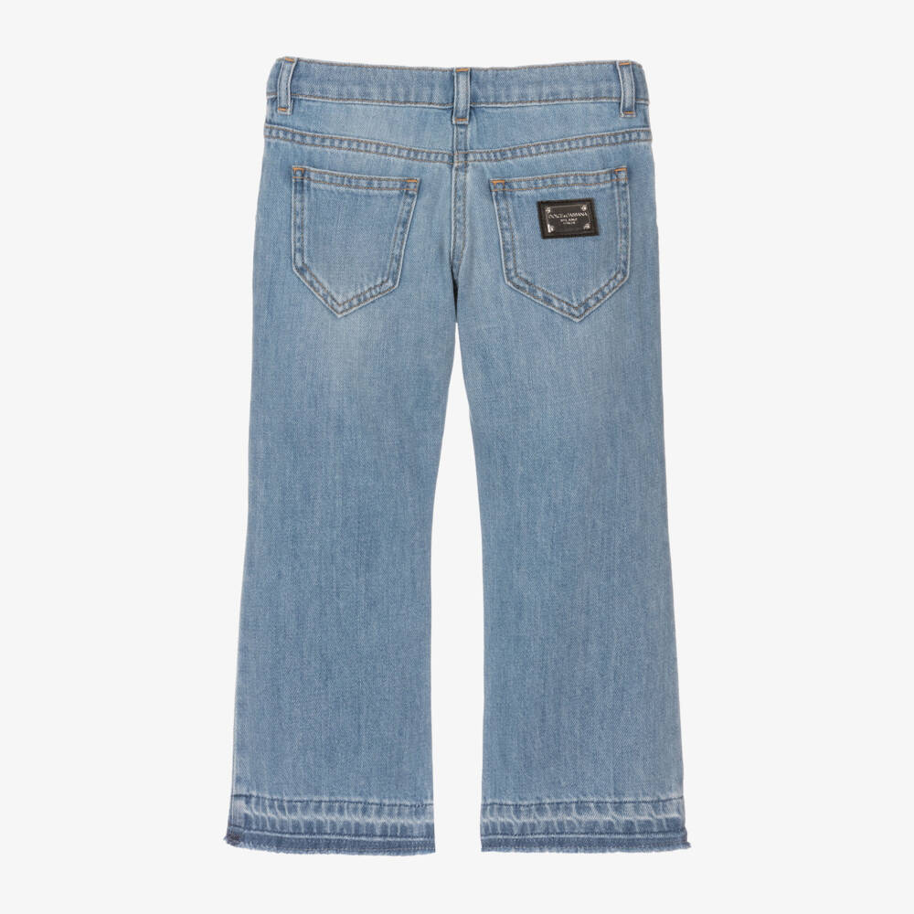 Dolce & Gabbana-Girls Mid Blue Kick Flare Jeans | Childrensalon Outlet