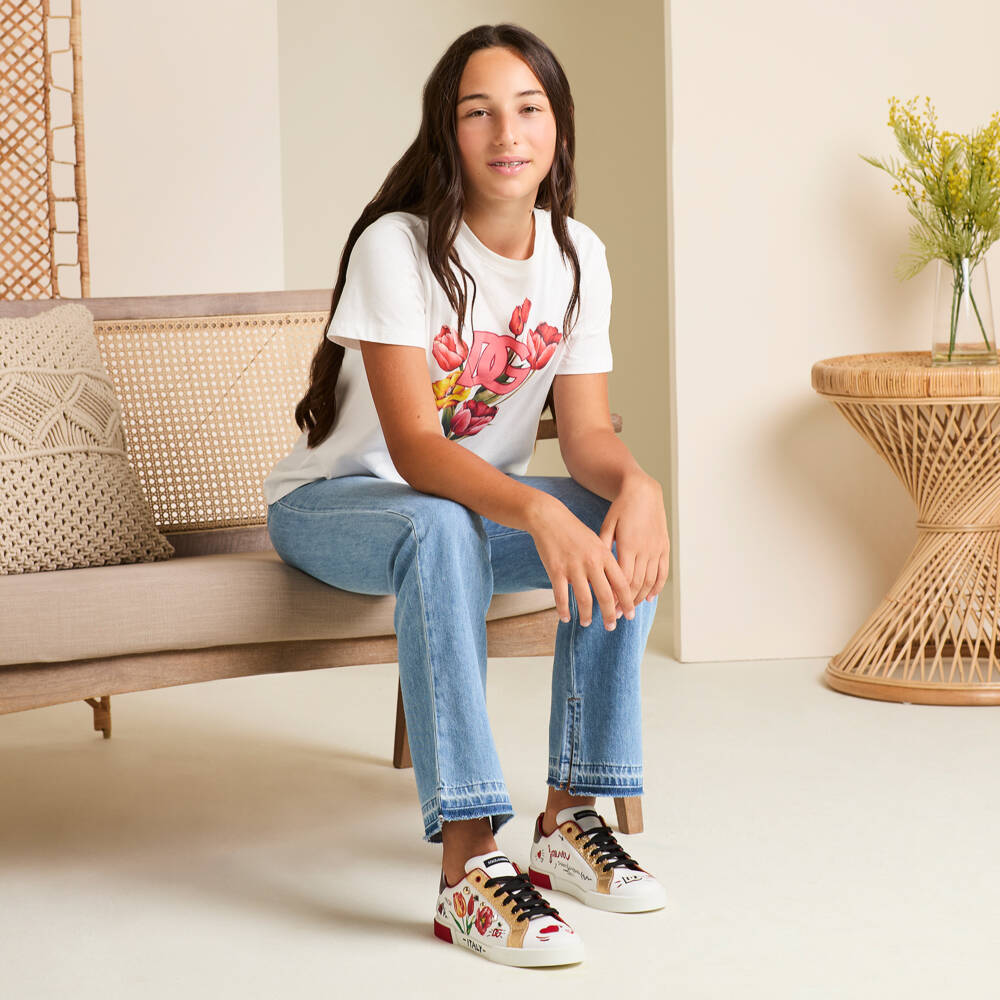 Dolce & Gabbana-Girls Mid Blue Kick Flare Jeans | Childrensalon Outlet