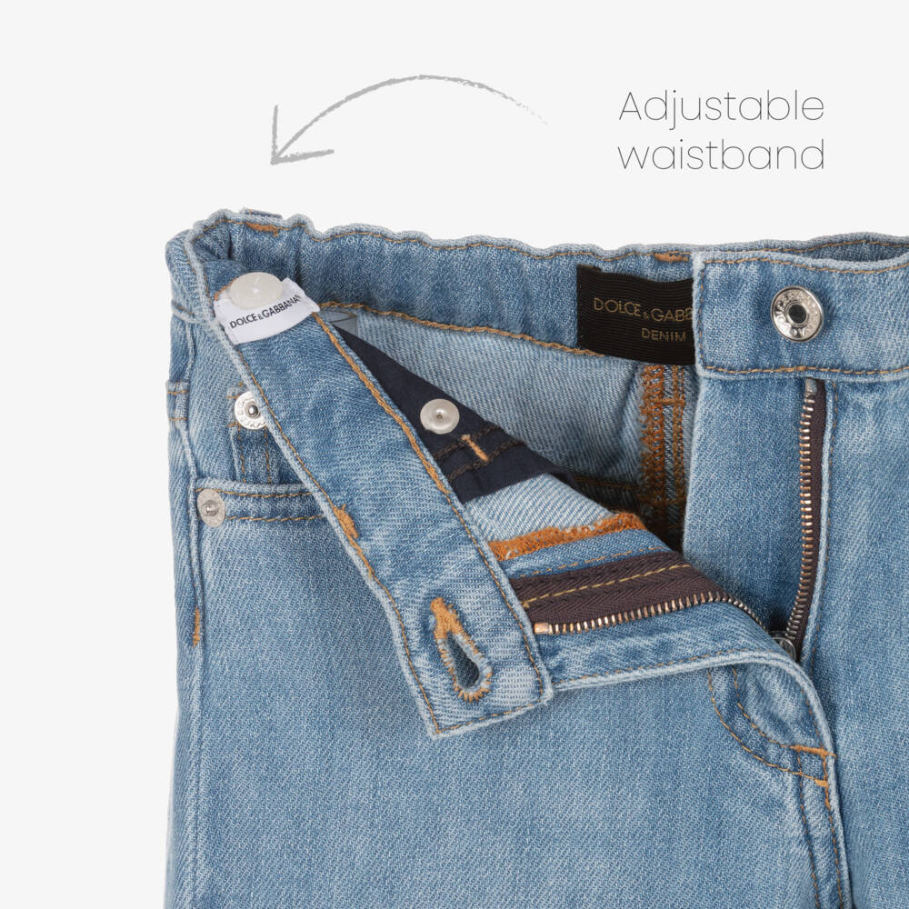 Dolce & Gabbana-Girls Mid Blue Kick Flare Jeans | Childrensalon Outlet
