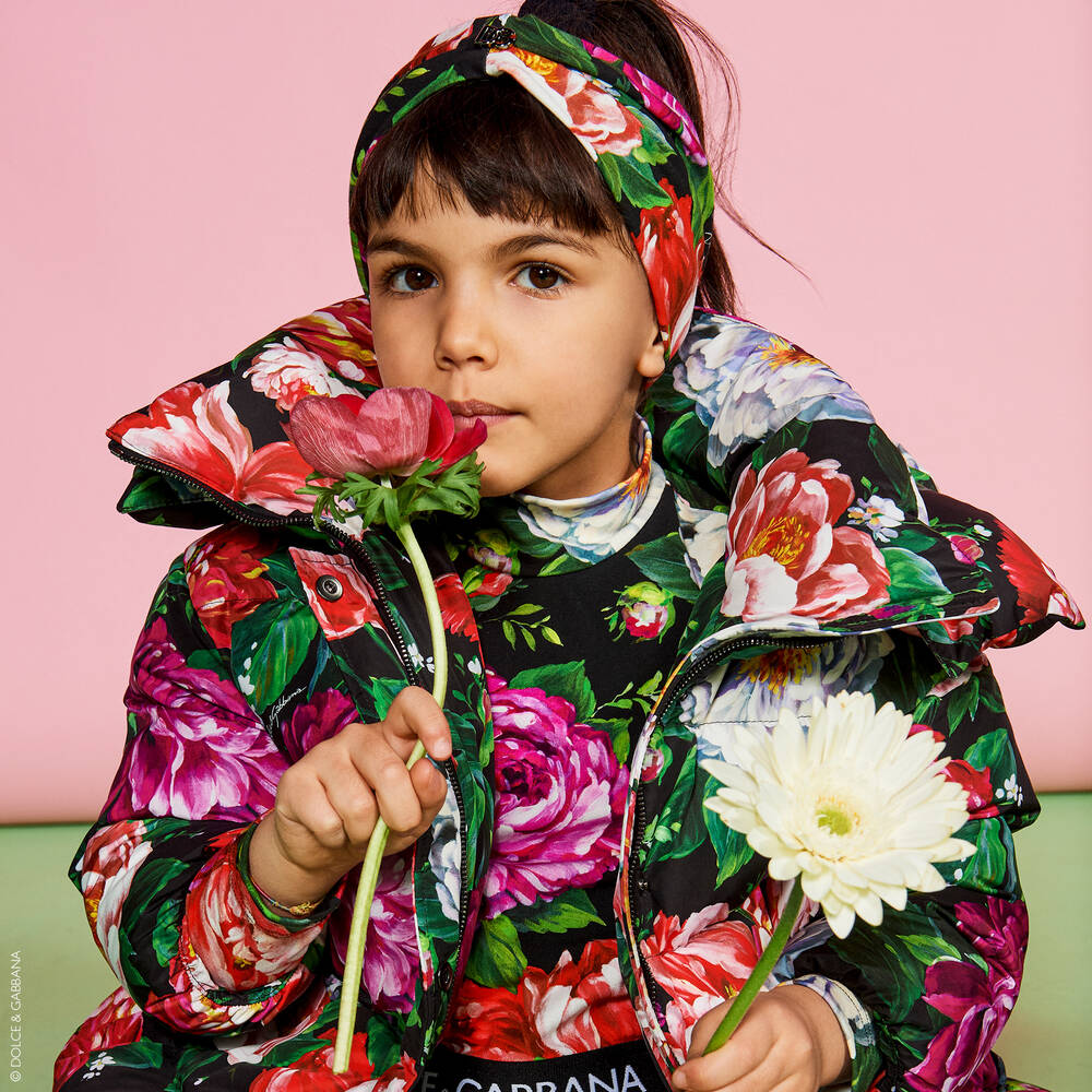 Dolce Gabbana Girls Multicolour Flower Coat Childrensalon Outlet