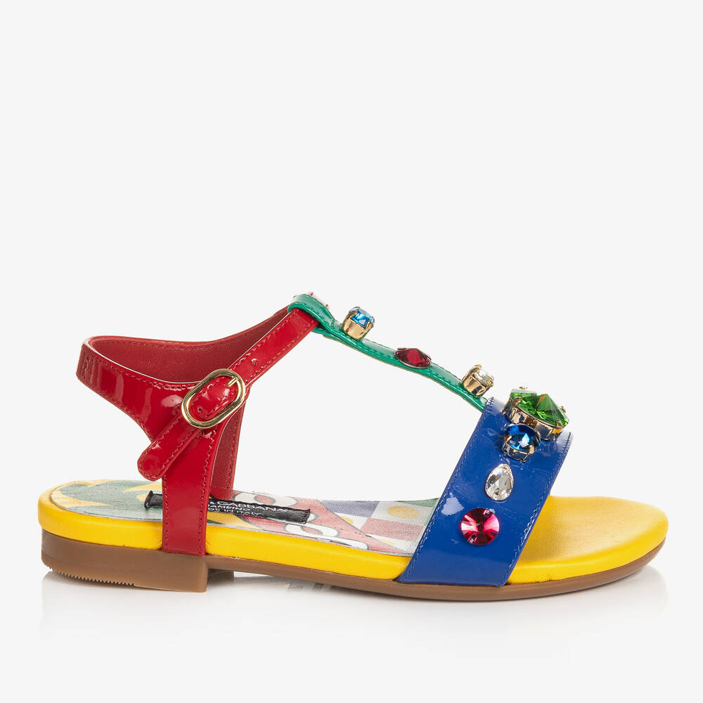 Dolce & Gabbana-Girls Multicoloured Patent Leather Sandals | Childrensalon Outlet