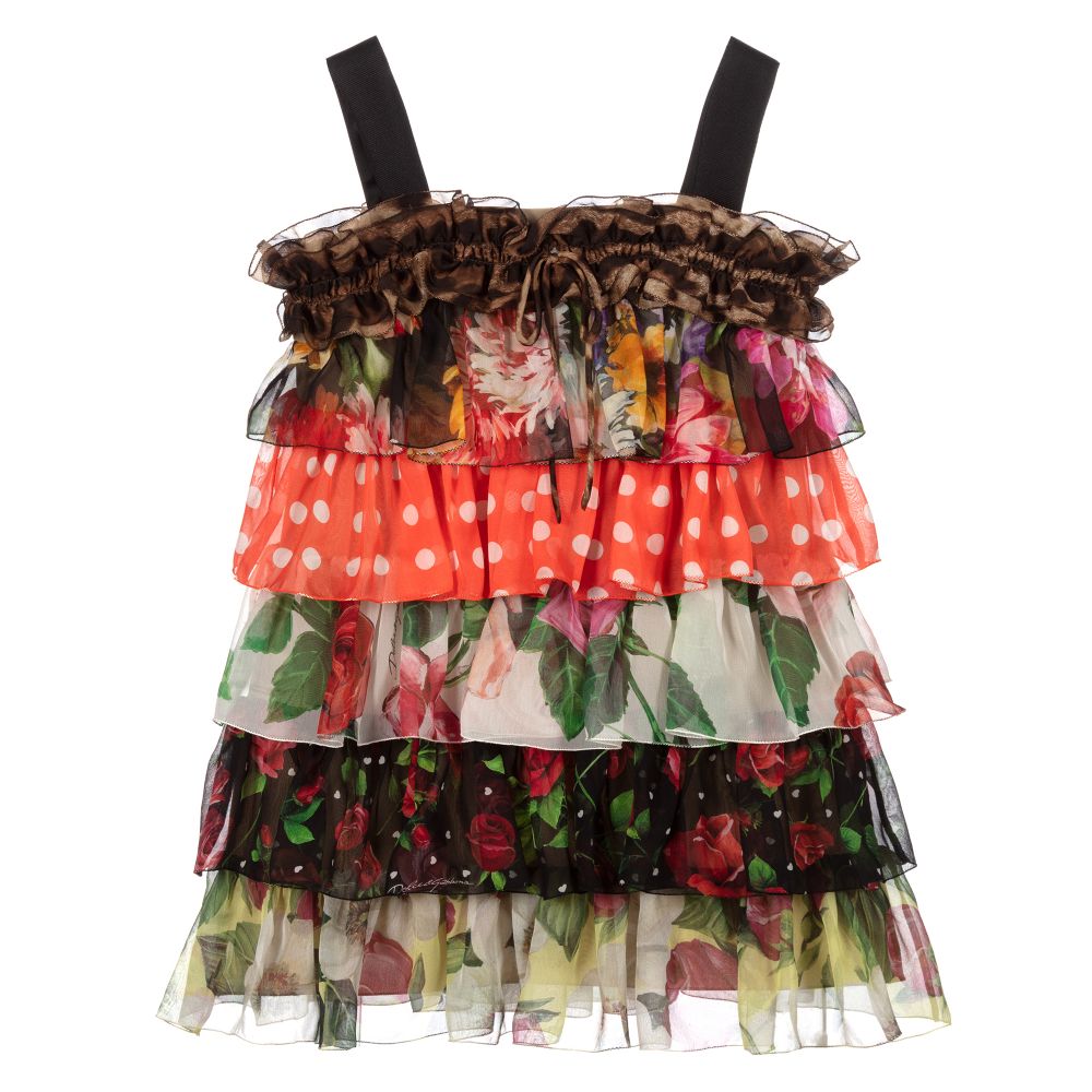 Dolce & Gabbana - Girls Multicoloured Silk Dress | Childrensalon