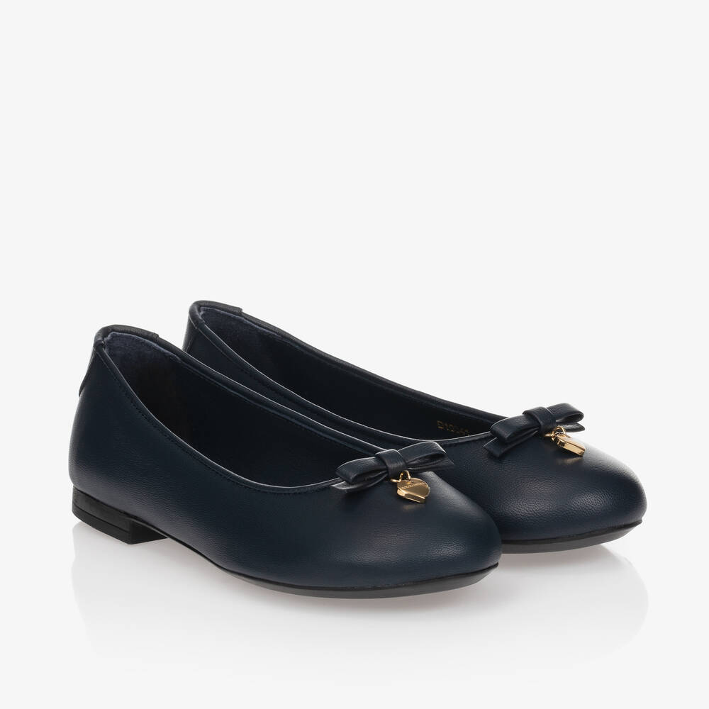 Dolce & Gabbana - حذاء جلد لون كحلي للبنات | Childrensalon