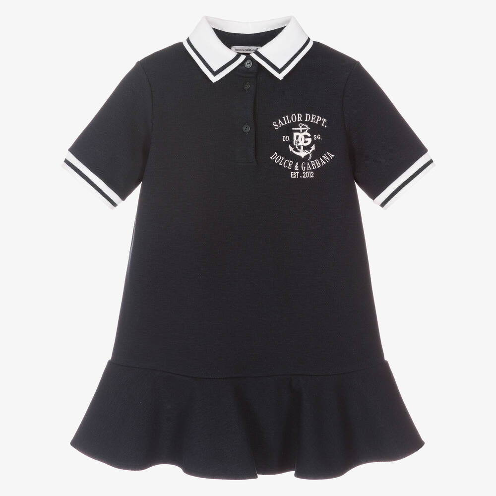 Dolce & Gabbana-Синее платье поло для девочек | Childrensalon Outlet