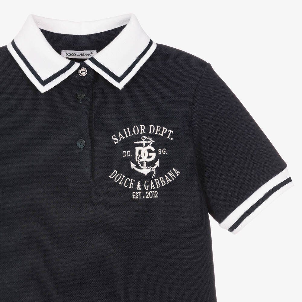Dolce & Gabbana-Girls Navy Blue Polo Dress | Childrensalon Outlet