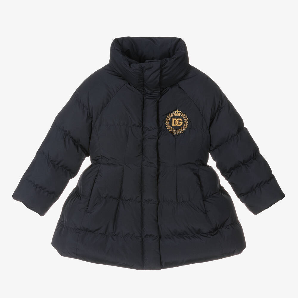 Dolce & Gabbana - Girls Navy Blue Puffer Coat  | Childrensalon