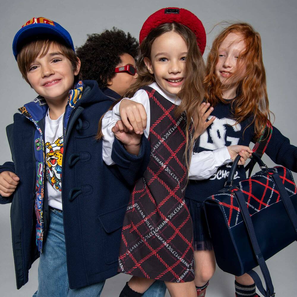 Dolce & Gabbana-Сине-белое хлопковое платье | Childrensalon Outlet